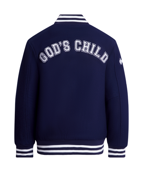 Crazy Swag God's Child Varsity Jacket-Navy