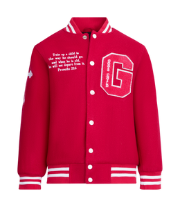 Crazy Swag God's Child Varsity Jacket-Pink