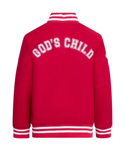 Crazy Swag God's Child Varsity Jacket-Pink