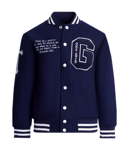 Crazy Swag God's Child Varsity Jacket-Navy